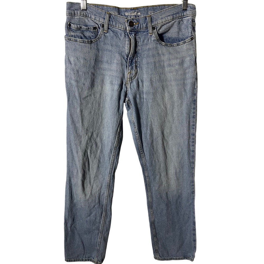 Goodfellow & Co Straight Leg Jeans 36x32 Minimalist Light Wash Blue Denim